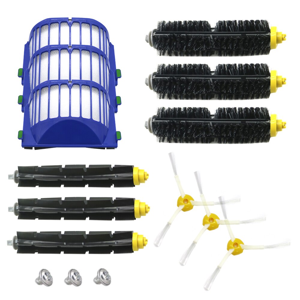 Blått aerovac filter+ set huvudborstsats + sidoborste för irobot roomba 600 series 620 630 650 660 byte av tillbehör: 1