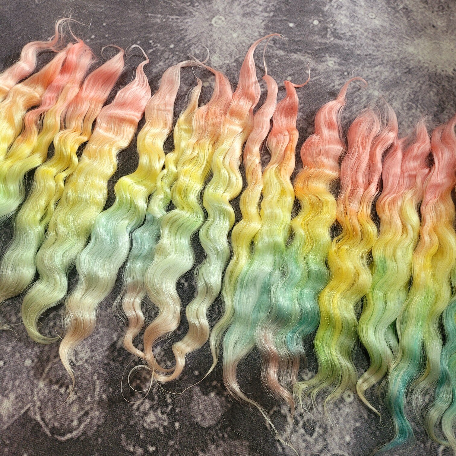 Perruque mohair peignée en laine russe Angora, bouclée, couleur arc-en-ciel, 5g/10g, pour jouets diy