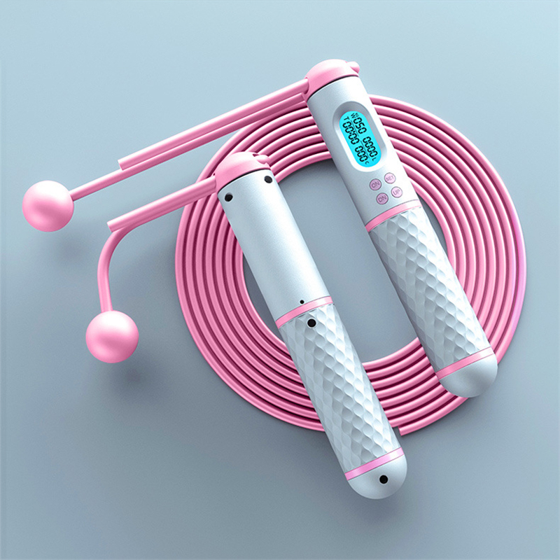 Jump Rope Counter Speed Digital Jump Rope Crossfit Gewichtsverlies Draadloze Springtouw Professionele Oefening Fitness Apparatuur: Pink-white