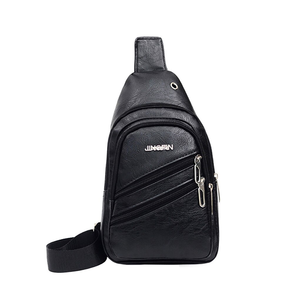 Mode Zomer Casual Mannen Mode Toevallige Sport Schoudertas Effen Kleur Messenger Bag Pocket: BK