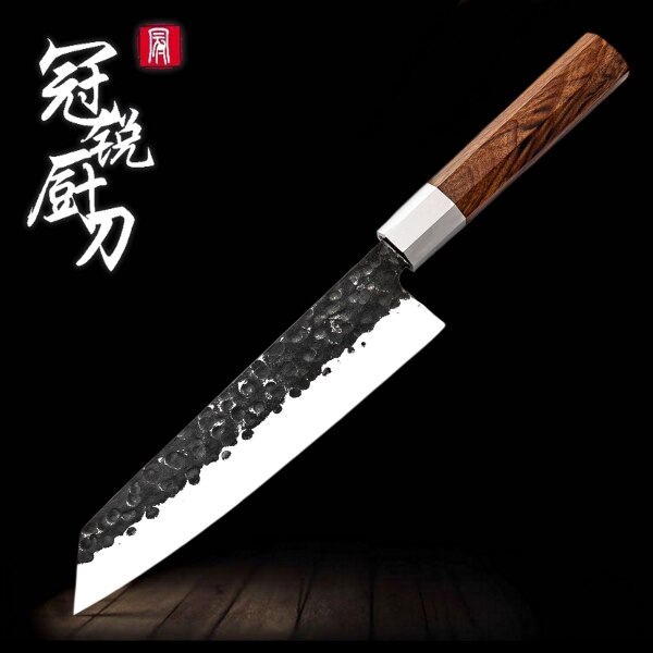 Handgemaakte Keukenmessen Chef Cleaver Mes Japanse AUS10 Hoge Carbon Staal Milieuvriendelijk Koken Gereedschap Natuurlijke Houten Handvat: 8 inch kiritsuke