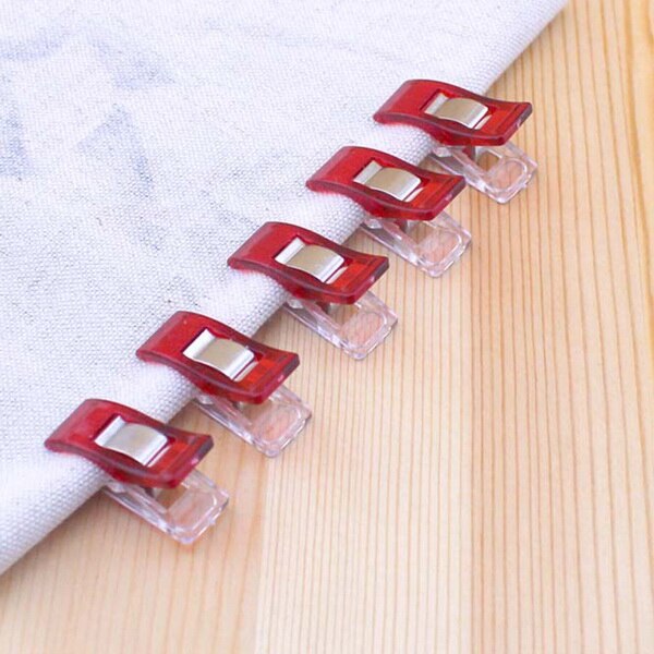 20 st/pack färgglada plastklämmor klämmor syklämmor klämmor hållare tyg tyg lapptäcke sömnad quiltklämmor 27 x 10 x 15mm: Röd