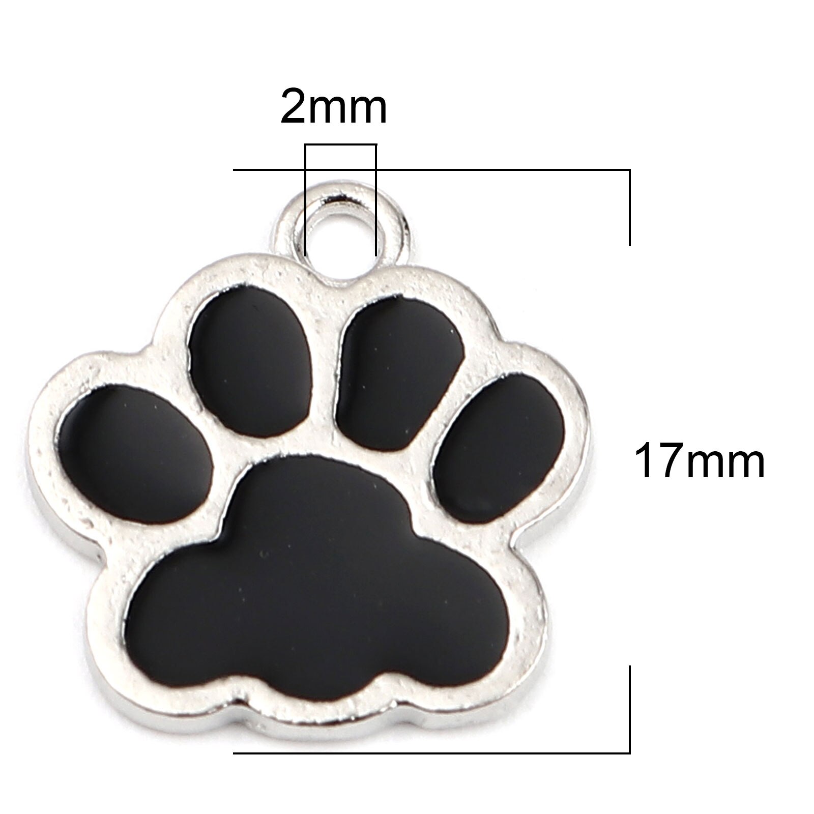20PCs Animal Series Zinc Based Alloy Charms Pendant For Jewelry Making Paw Claw Silver Color Purple Enamel 17mm x 16mm: 3