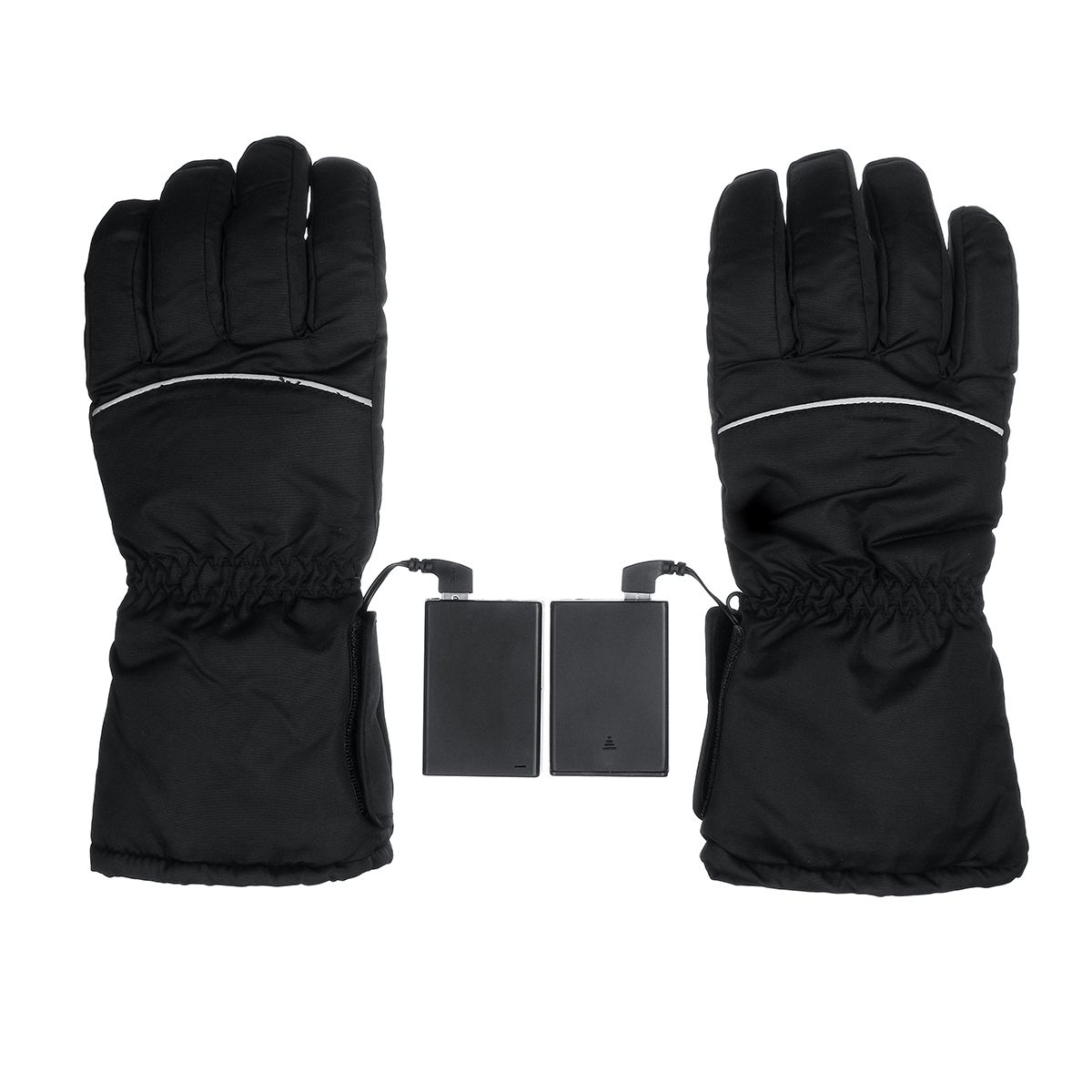 1Pair Motorcycle Gloves Windproof Waterproof Electric Heated Moto Touch Screen Battery Powered Motorbike Riding Gloves Winter: Black 1