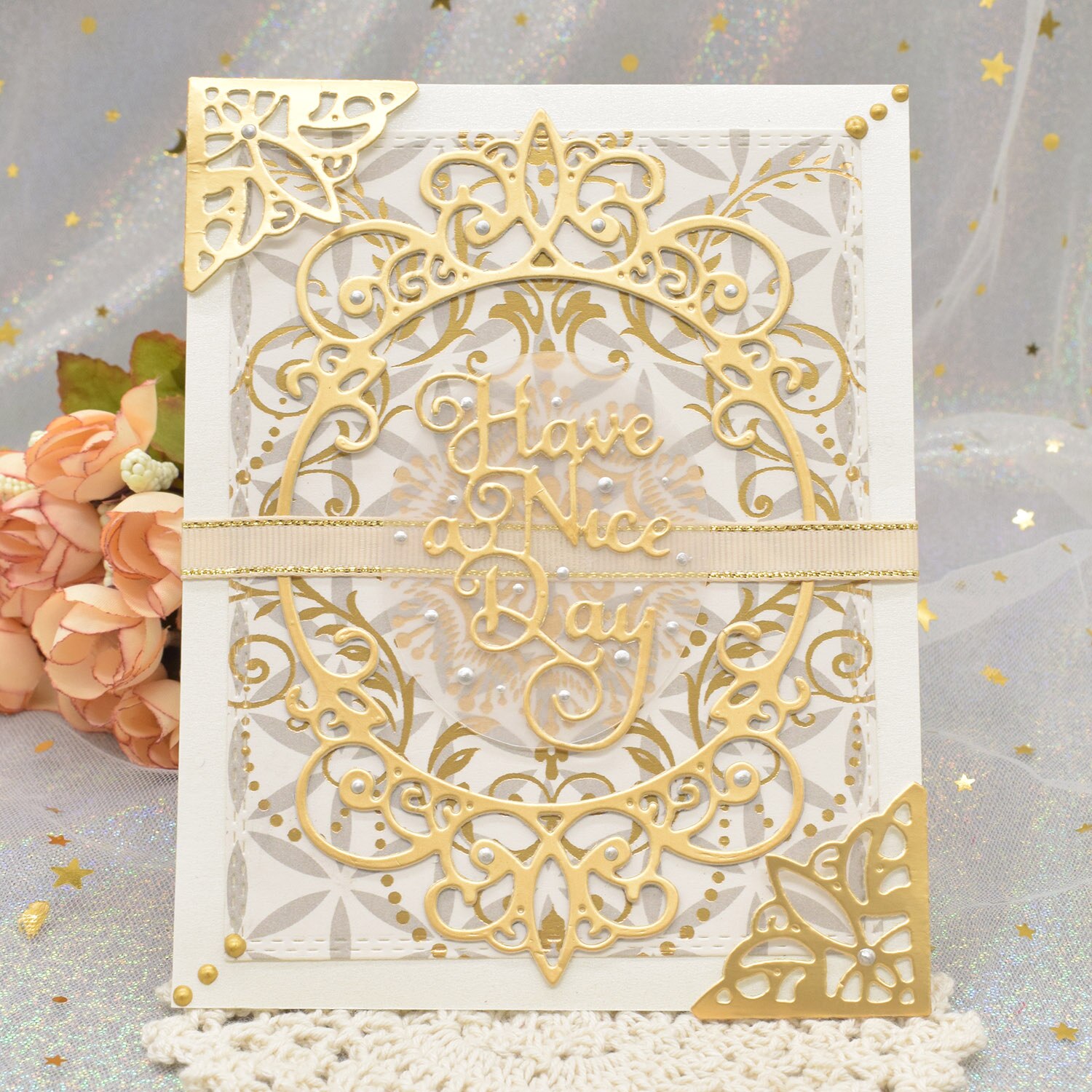 Lace Edge Frame Dies Words Metal Cutting Dies Stencil for Scrapbooking Album Paper DIY Cards Background Making Craft