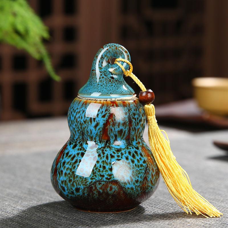 Contenedores de té de cerámica con forma de calabaza, lata de Caddies kungfú chino, recipiente de té, accesorios, tarro de té, latas, caja, casa, oficina, Teaware: 2