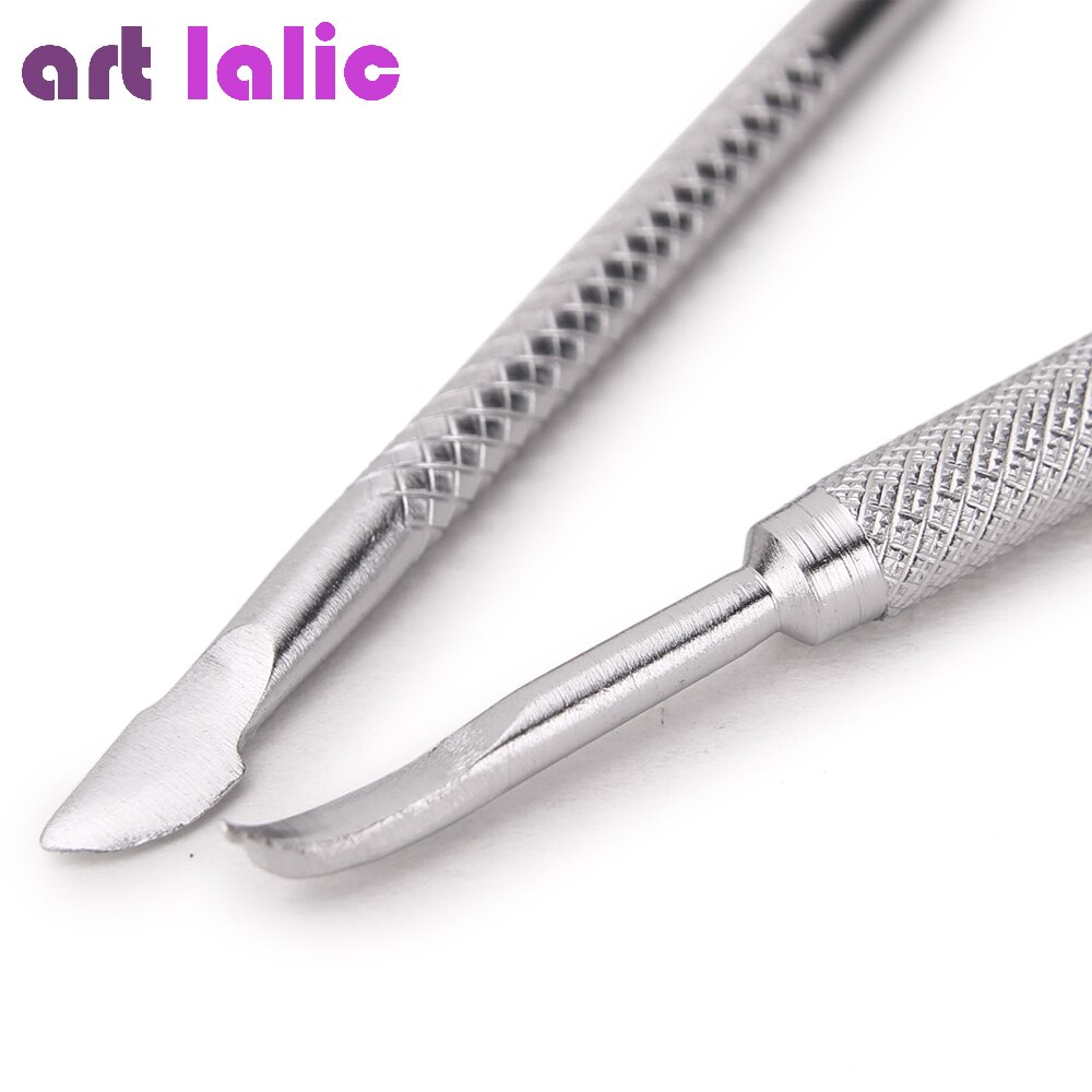 Nail Art Cuticle Spoon Pusher Stainless Steel Remover Trimmer Manicure Set Tool Double Side Push Pedicure