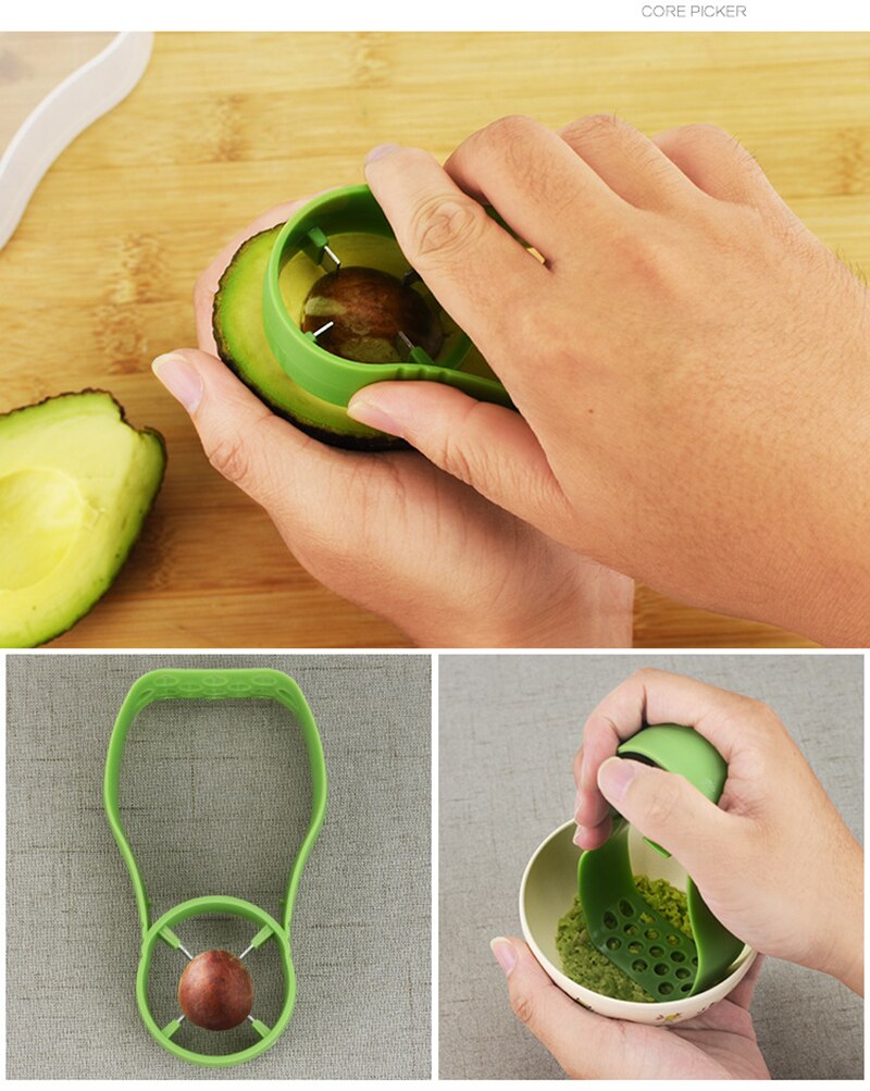 3 stks/set Multifunctionele Keuken Avocado slicer tool set Avocado corer crusher Avocado verse Opslag case