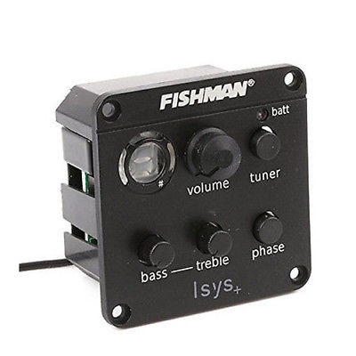 Fishman ISYS + 2 Band Acoustic Guitar Piezo Pickup Onboard Preamps EQ Tuner Set Piezo Mic Beat Equalizer Equalizer