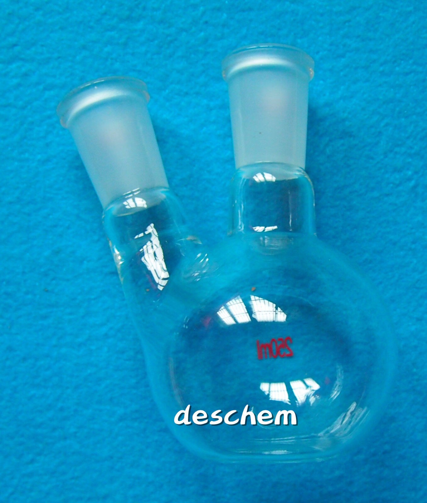 250ml,2-Neck,24/40,Flat Bottom Glass Flask,Double Necks,Lab Chemistry Bottle