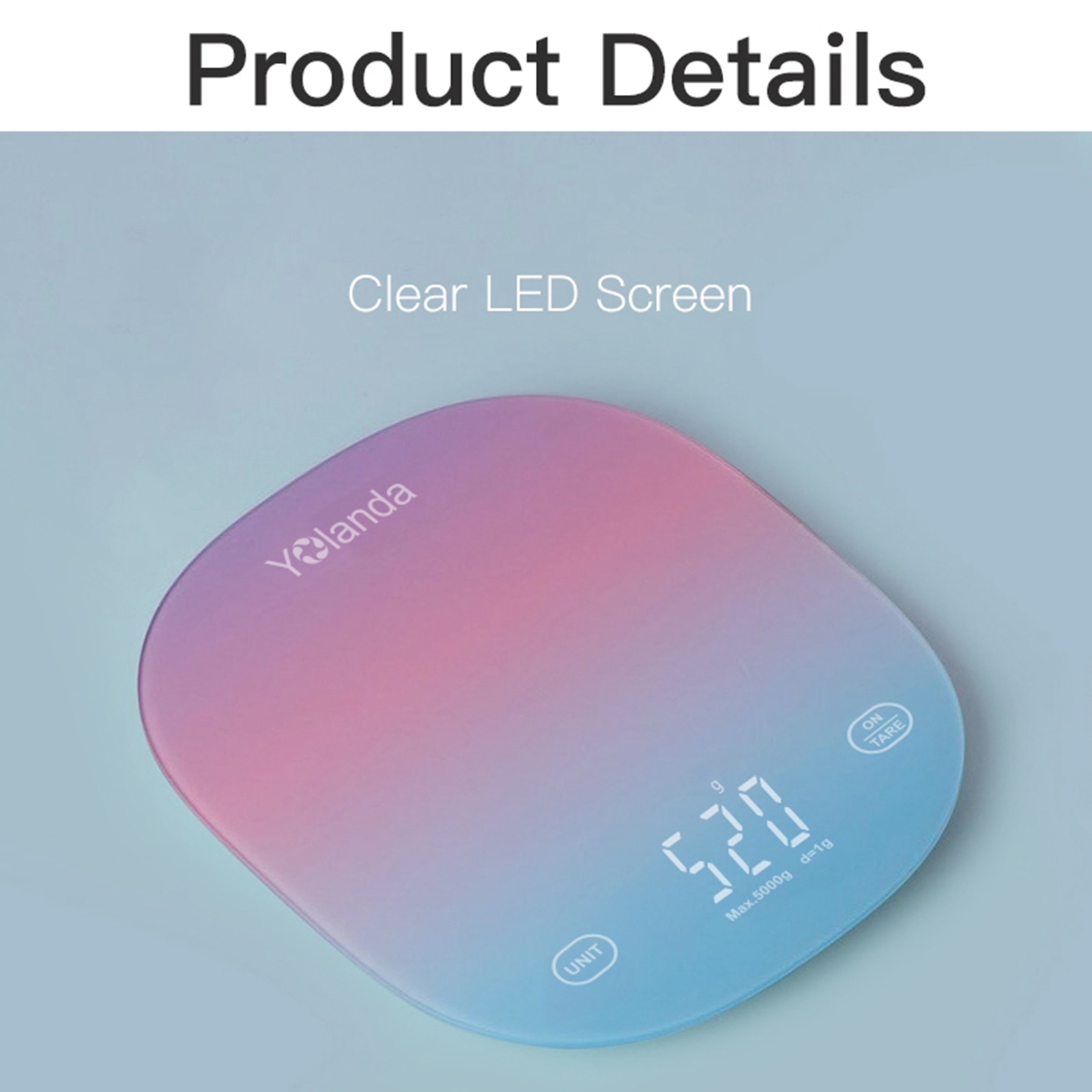 1pc 5Kg x 1g Digital Kitchen Scale Diet Food Weight Touch Screen - Blue Pink