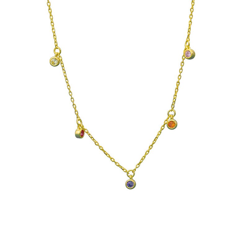 Inzatt Real 925 Sterling Zilver Zirkoon Ronde Choker Ketting Voor Mode Vrouwen Party Hiphop Fijne Sieraden Geometrische Accessoires: gold