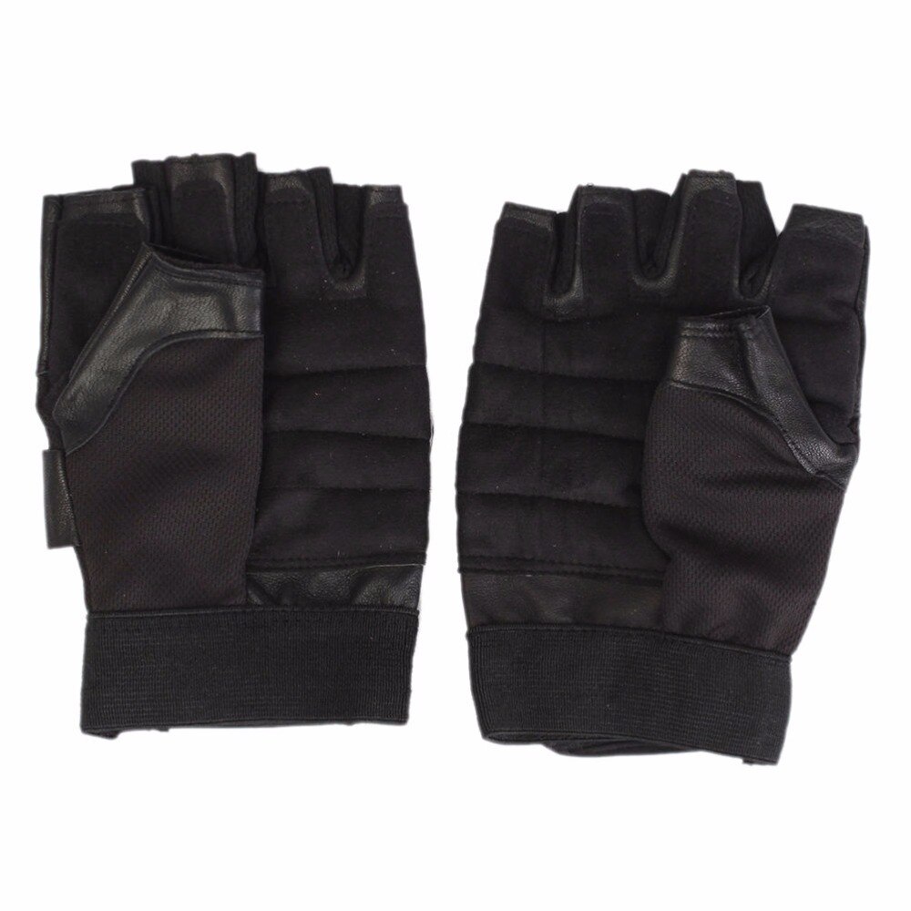 1 par svart pu läder styrketräning gym handskar träning handleds wrap sport träning träning fitness för män