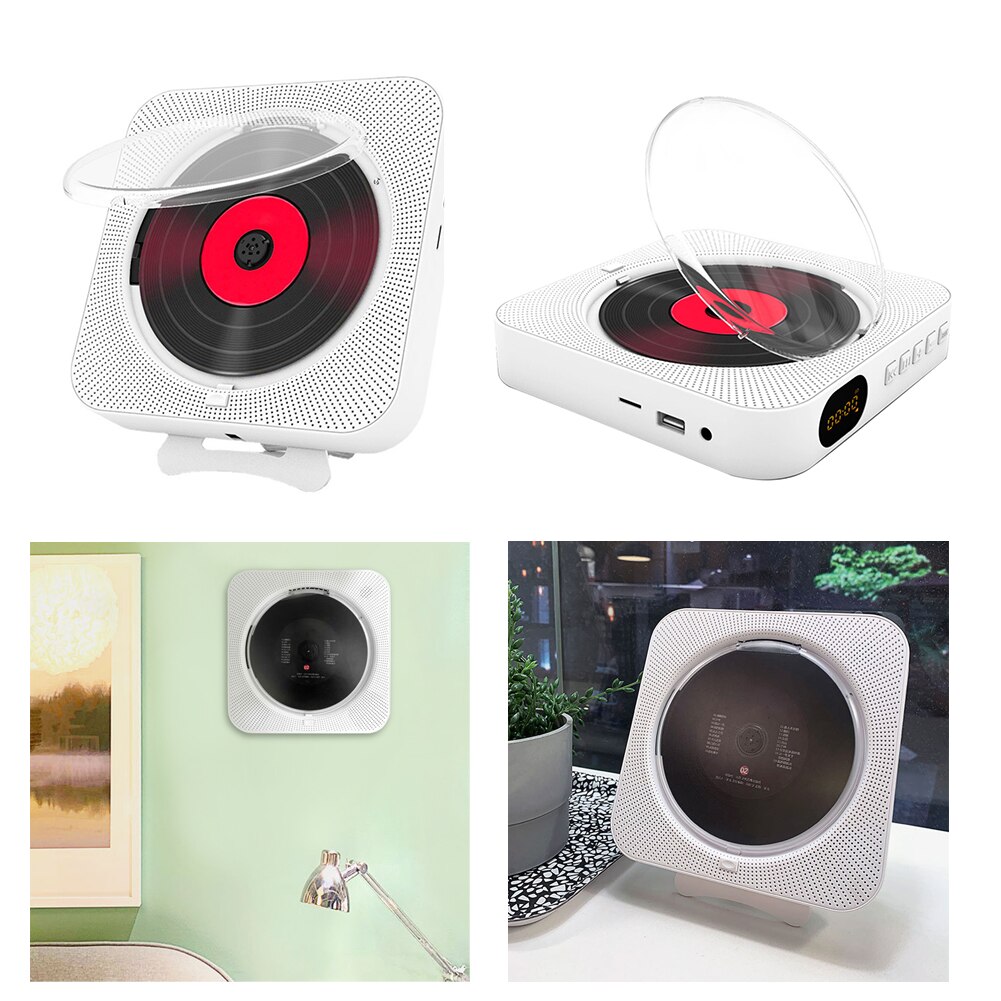 Multimedia Bluetooth CD Player Remote Control USB Wall Mounted HIFI LED Screen Music Player