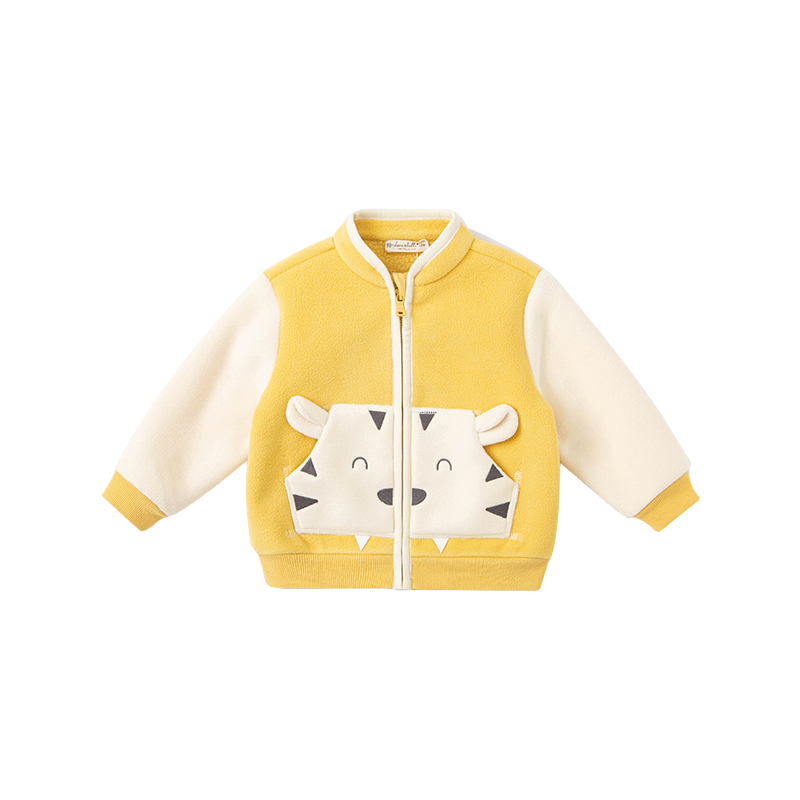 DBX20279-abrigo con bolsillos de dibujos animados para bebé, ropa de abrigo para niño y niña, tops para niño pequeño, unisex: yellow / 7Y (130cm)
