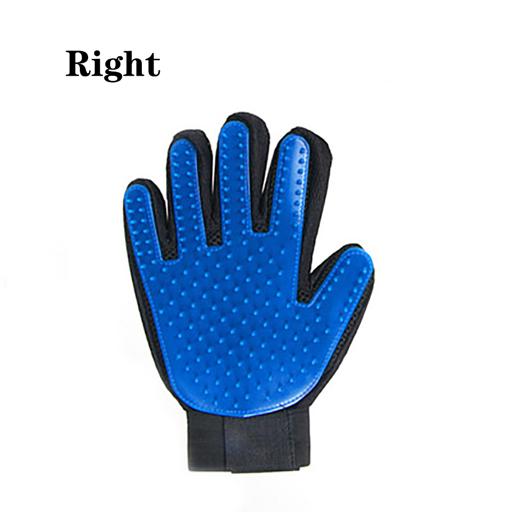 Gants de toilettage pour chiens et chats, brosses en Silicone, pour le bain, plusieurs couleurs: Blue Right