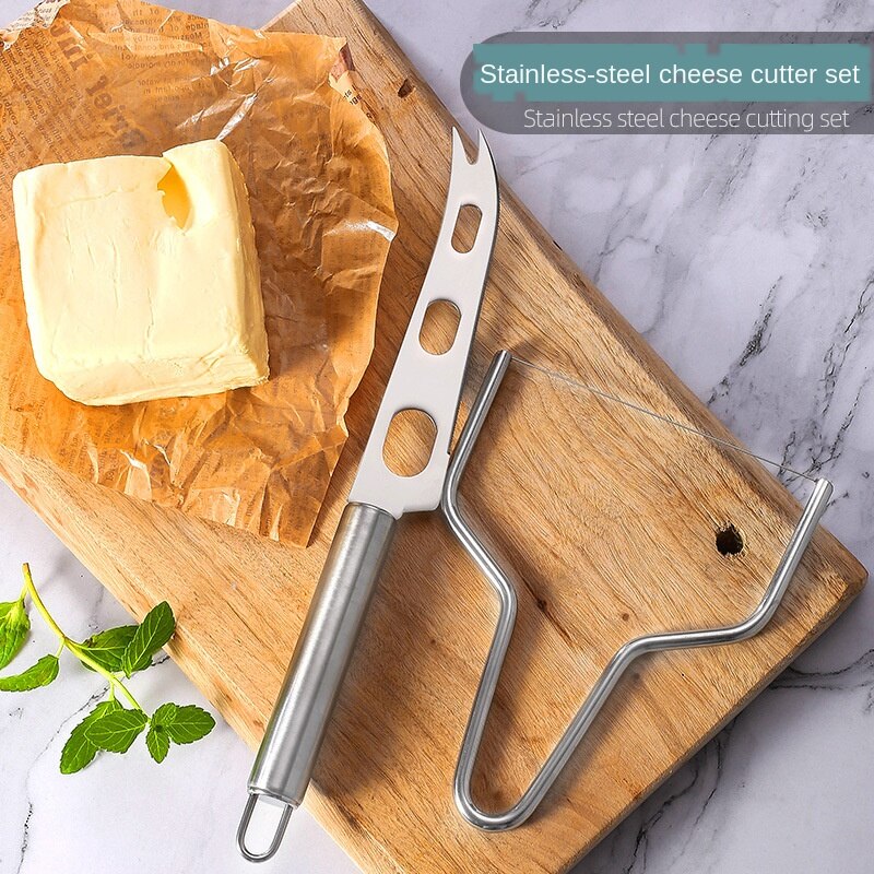 2-piece set Stainless Steel Eco-Friendly Wire Cheese Slicer Cheese Tool Butter Cutting Board Butter Cutter Knife Kitchen Tools