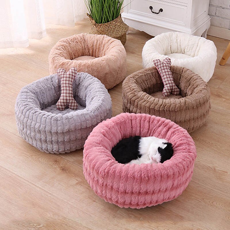 Cama de nido para mascotas, colchoneta redonda de felpa Pv, perros pequeños, chihuahua, Bulldog Francés, adecuado para gatos y perros, lavable, cachorro