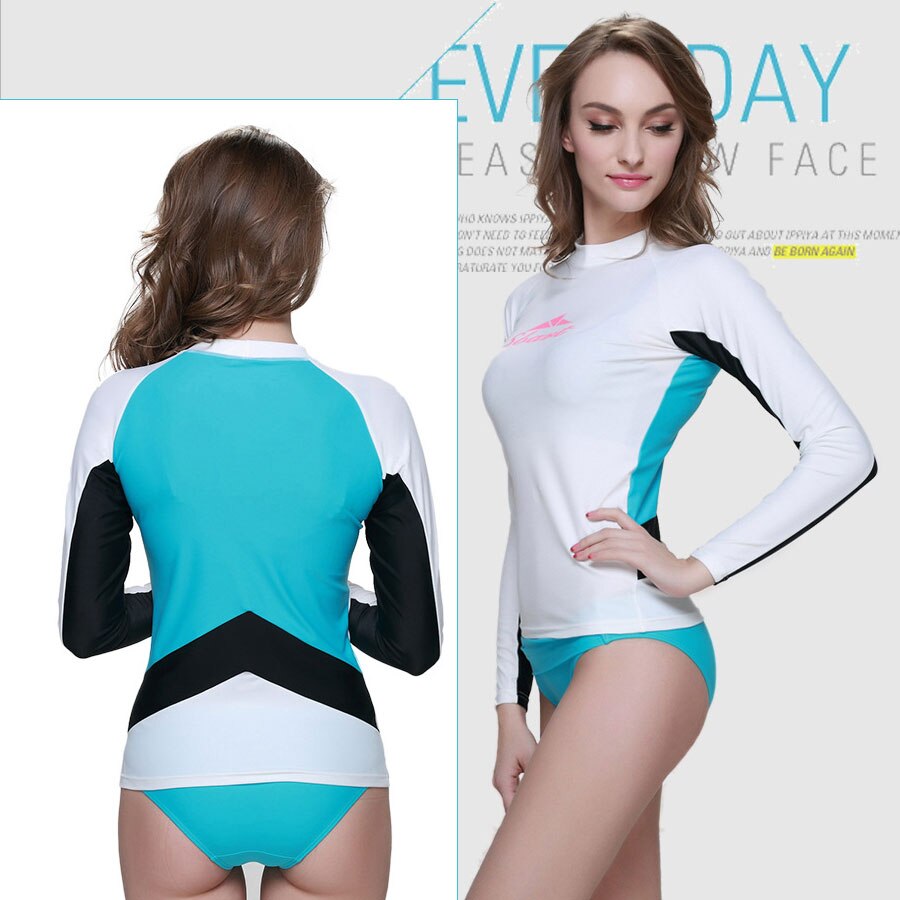 Women's Basic Skins Long Sleeve Rash Guard T-Shirt Girls UPF 50+ Rashguard Layies Sun Protective Swim Top: 923E / XL