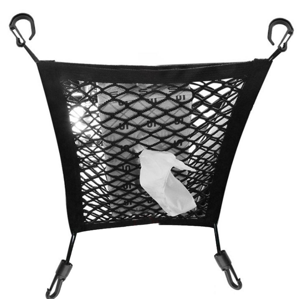 Bilsete oppbevaring mesh organizer 2 legger foran sete elastisk lastesnor nettposeholder til drikkekopp, magasin, paraply