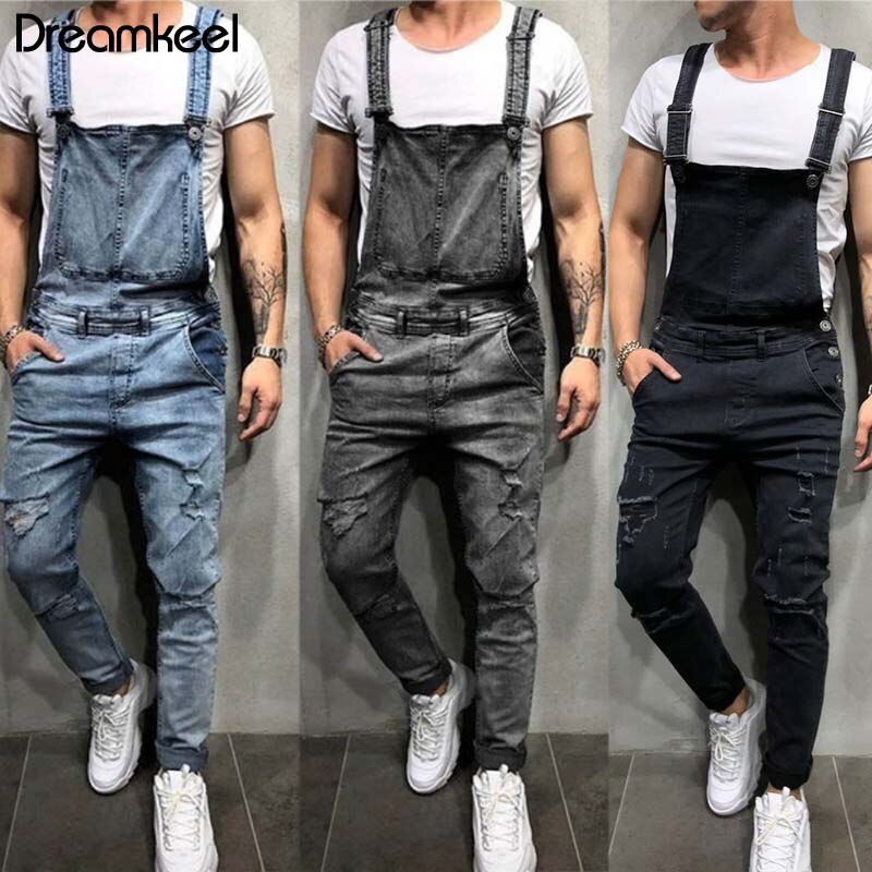Mænd denim snedker overalls afslappede bukser løse bukser smækbukser herre hip hop jumpsuit smækbukser dreamkeel mærke y