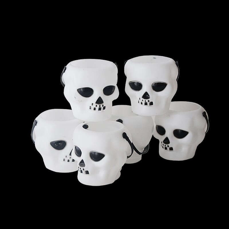 5/6 stk halloween godteri bøtte kurv gresskar boks heks hodeskalle triks eller godbit spann holder halloween dekorasjoner for hjemmet: 6 stk skallebøtte