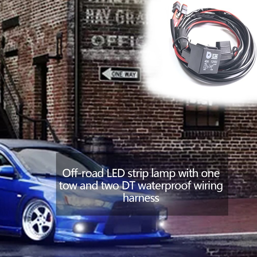 Connecting 2 Car LED Work Light Wiring Harness With DT Connecter Waterproof Universal for Long Strip Light Off-road Spotlights