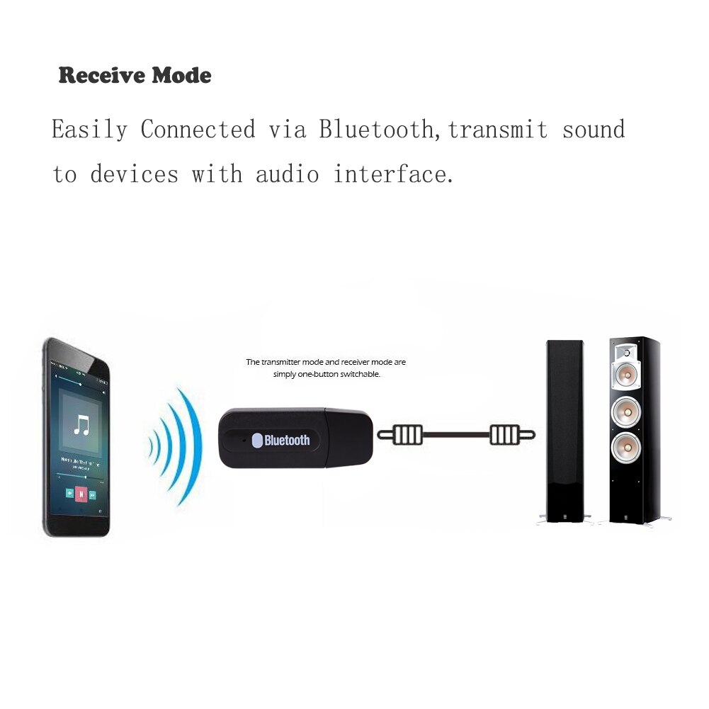 3,5mm USB Bluetooth kabellos Stereo Audio- Musik Empfänger Adapter Dongle