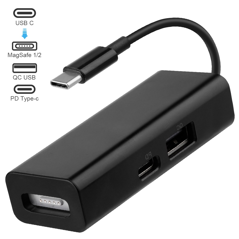 3 In 1 USB-C Magsafe Adapter Type-C Om Magsafe 1/2 Converter Adapter Voor Notebooks Laptops Smartphones