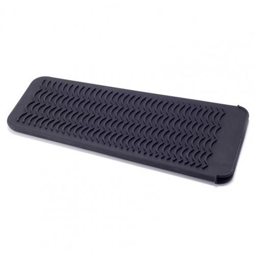 Alfombrilla de silicona anticalor, cubierta de aislamiento Flexible resistente al calor para plancha de pelo, herramienta de peinado: Negro