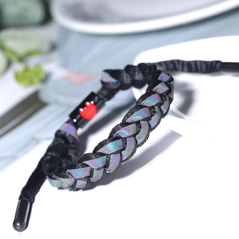Beperkte Tijd Prijs! Paar Armband Reflecterende Armband Mannen Vrouwen Geweven Hand Strap Eenvoudige Ornament: black-with heart