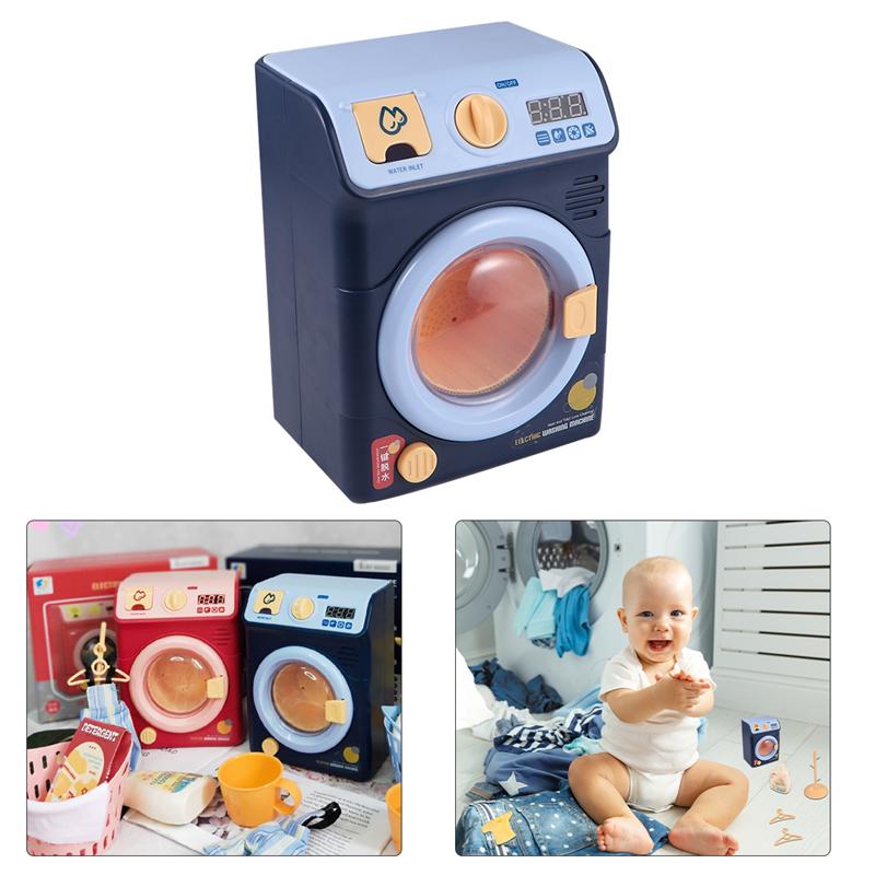 1 Set Mini Washing Machine Electric Washing Machine Toy Funny Play House Toy without Battery (Blue/red)