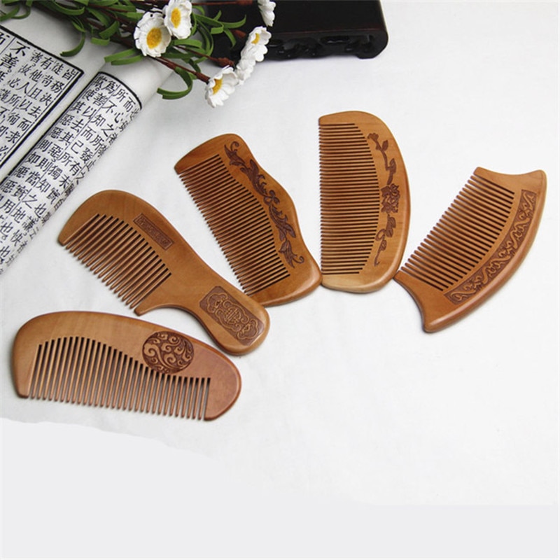 Best Selling Peach Wood Comb Wooden hair comb Natural Bamboo Comb-Anti Static Flower-Fine Tooth for Hair,Beard, Mustache