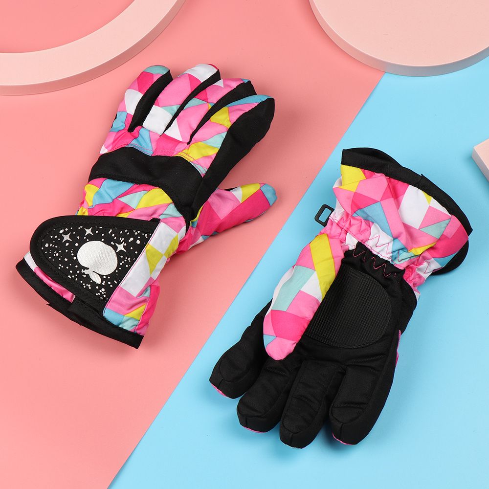 Winter Must Thicken Warm Windproof Waterproof Children Ski Gloves Snow Snowboard Outdoor Riding Long-sleeved Mitten