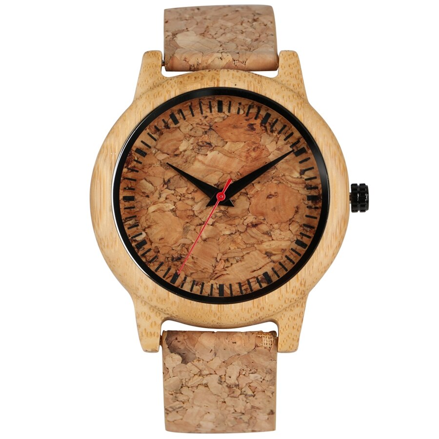 YISUYA, nueva , relojes de madera con esfera de corcho para escoria, reloj de cuarzo, vestido de mujer, reloj Original de madera de bambú para hombre y mujer, para hombre y mujer: For Men