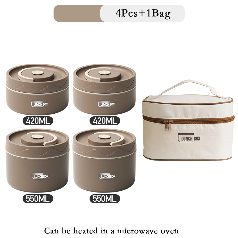 Leakproof Bento Box for Adults with Lunch Bag and Tableware Insulated Stainless Steel Lunch Box High Capacity Portable Snack Box: GRAY