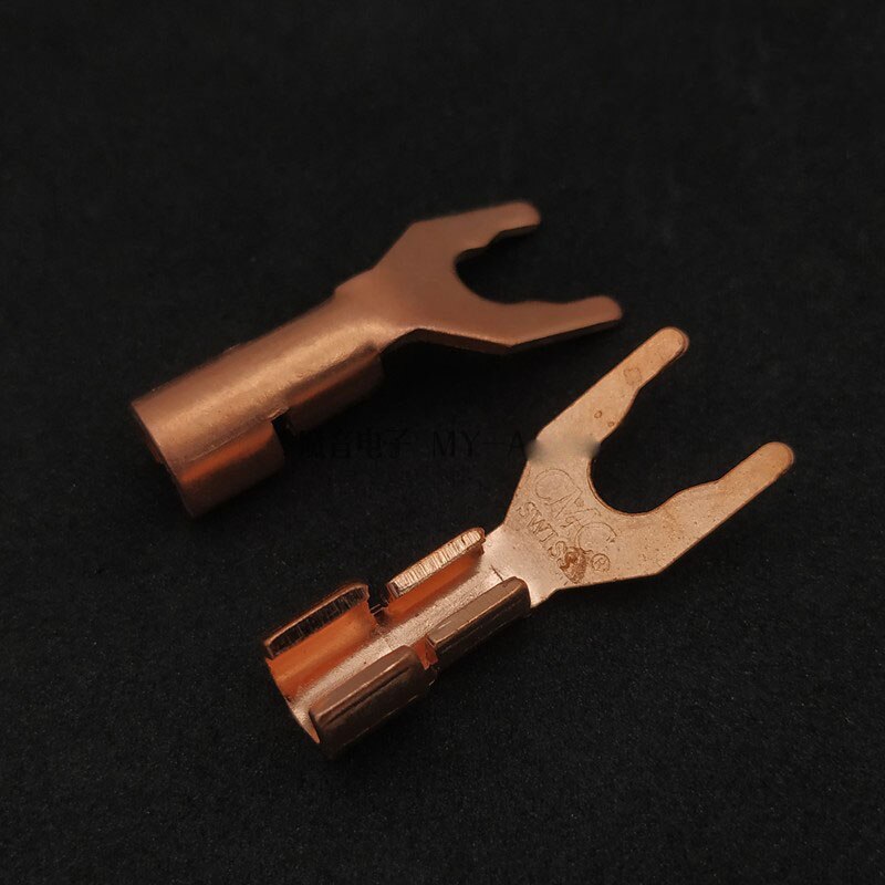 Hi-End 5mm Solid Copper Speaker Y Spades Fork connector Plug Banana plug Speaker Amplifier socket