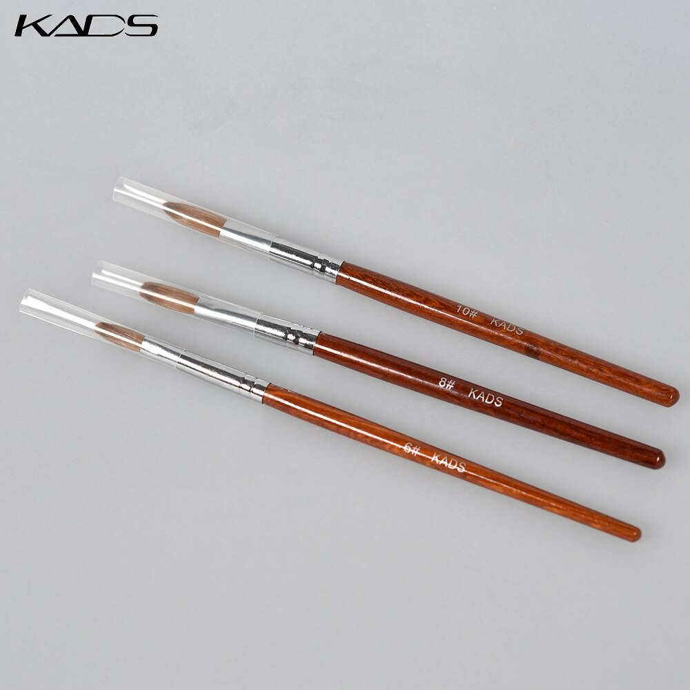 KADS 6# 8# 10# Pincel Kolinsky Acrylic Nail Brush Gel Poly Brush Crimped Head Red Wood Handle Manicure Brush