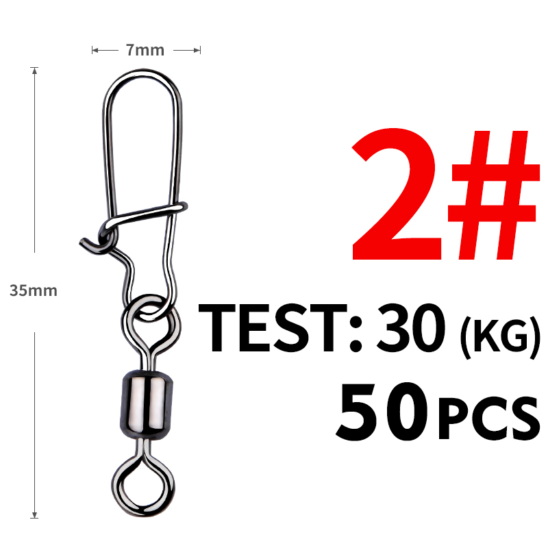 Manometro 50 pz luccio accessori per la pesca connettore spillo cuscinetto girevole girevole in acciaio inox moschettone richiamo girevoli affrontare: bianca