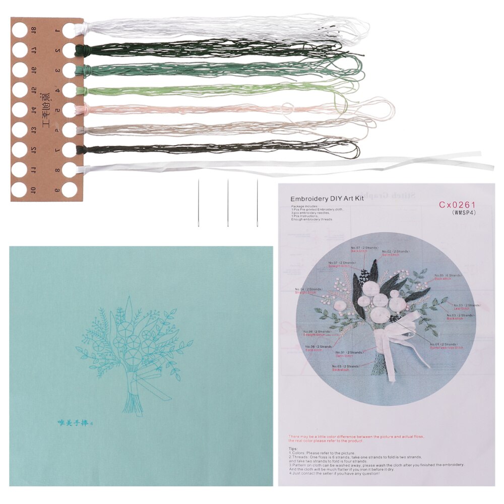 1 Pack Embroidery Accessories Kit Bouquet Flower Style DIY Cross Stitch Set Cloth Needles Thread Accessories Embroidery Art Craf: Default Title
