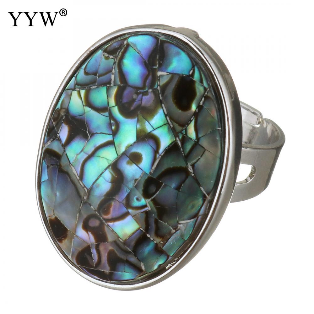 1 PC Zilver Kleur Plated Natuurlijke Parelmoer Abalone Shell Vinger Ring Unisex Verstelbare Open Manchet Volledige Ringen Vrouwen mannen