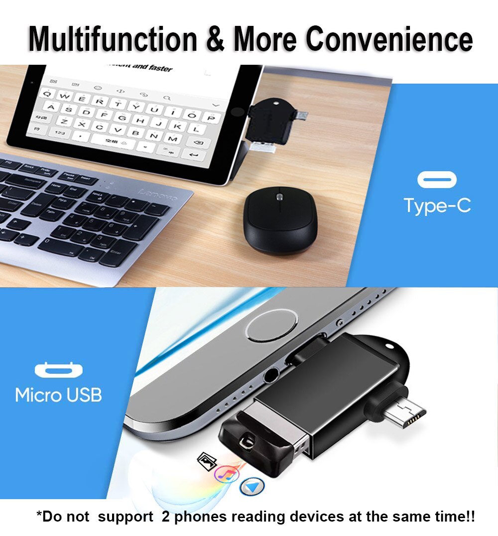 INGELON 2 in 1 OTG Converter USB 3.0 to Micro USB and Type C Adapter USB3.0 OTG Adapter Converter Data Mobile Phone Adapter