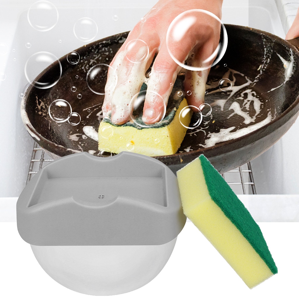 2-In-1 Pompen Zeepdispenser Met Spons Rack Dubbele Lagen Zeepkist Spons Afvoer Rack Plastic Keuken zeep Cleaner Container
