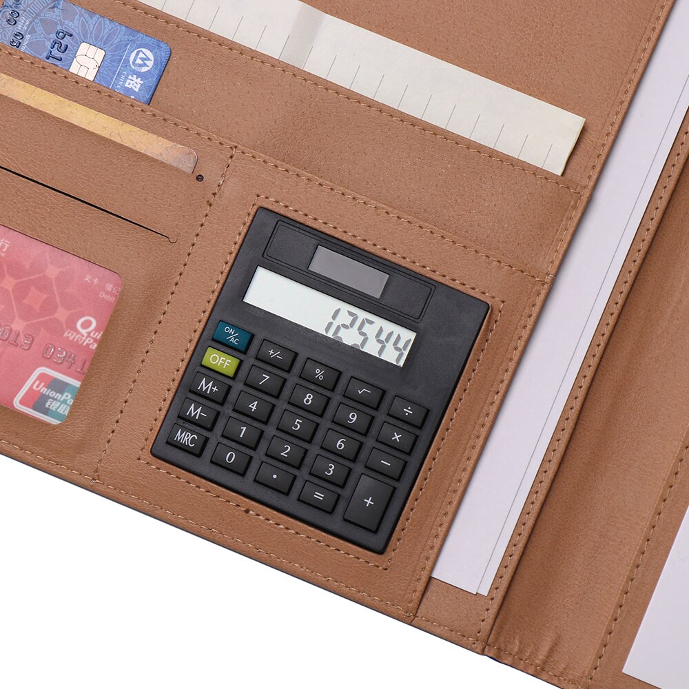 A4 PU Leather File Folder With Calculator Multi-function Business Document Pads Manager Portfolio Office Supplies