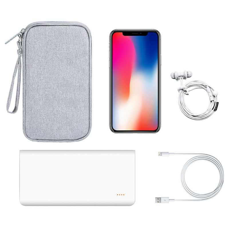 Viagem portátil durável poliéster power bank bolsa saco de armazenamento estojo de transporte de proteção pacote para fone de ouvido telefones celulares cabo dados