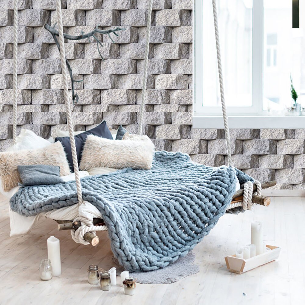 Waterproof Stone Brick 3d Wall Sticker Self Adhesive Wallpaper Home Decor Wall Art Decal Living Room Bedroom Bathroom Decor #Y