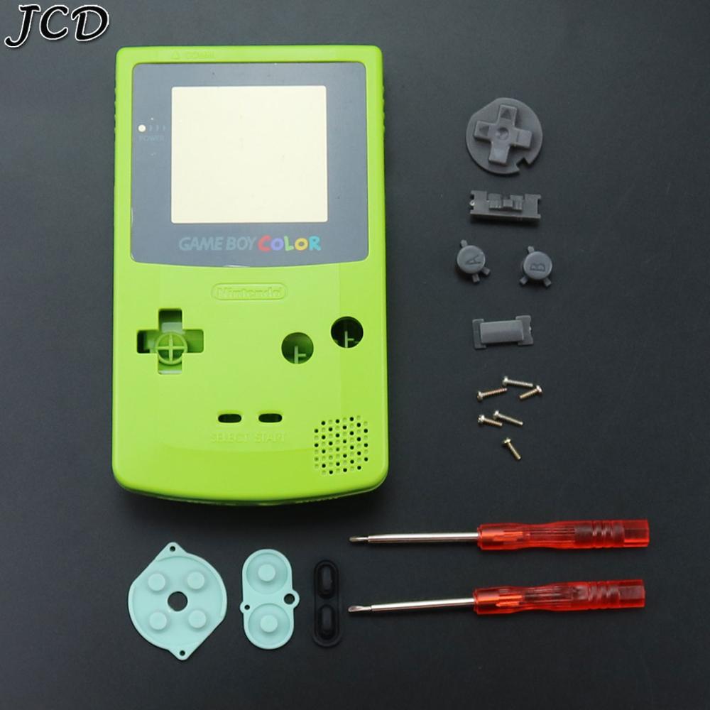 JCD For GBC Limited Edition Shell Replacement For Gameboy Color GBC game console full housing With Rubber Pads Screwdrivers: Apple Green