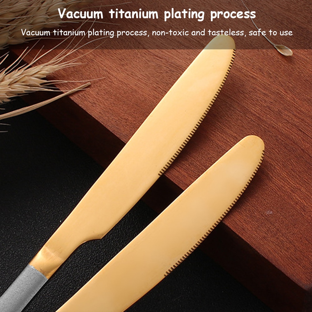 Gold Cutlery Set Stainless Steel Cutlery Western Dinnerware Set Kitchen Knives Spoon Pink Set Steel Cutlery Set