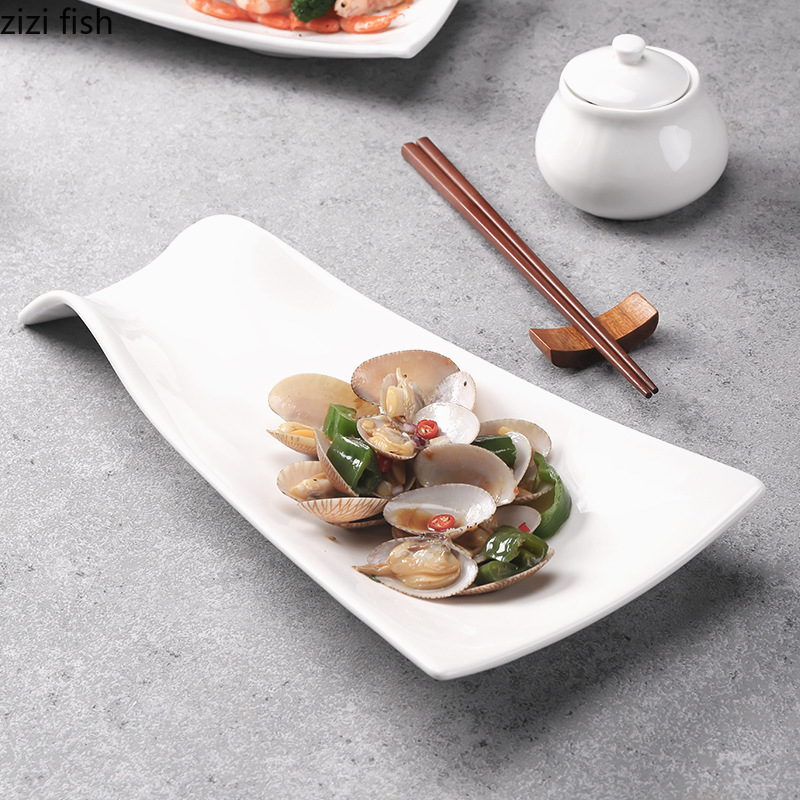 Ceramic Sashimi Sushi Plates Snacks Desserts Tray Display Dish Restaurant Irregular Shape Tableware Steak Dish Vegetable Plates