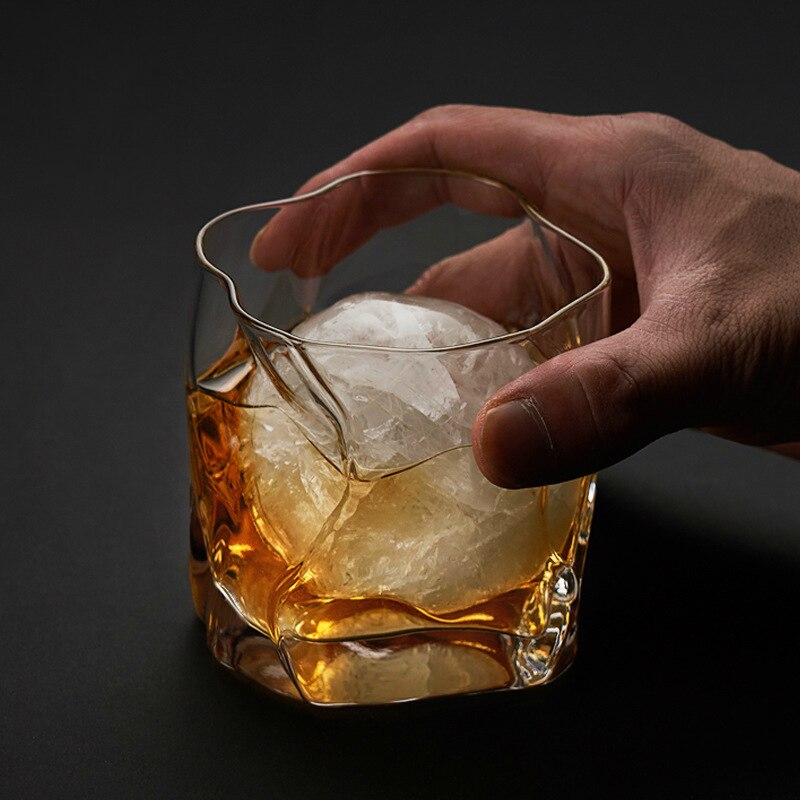 Enlace específico de la Agencia Makoto Komatsu, Whisky Irregular, cristal de roca, artístico, Whisky antiarrugas, Brandy Snifters, vaso XO